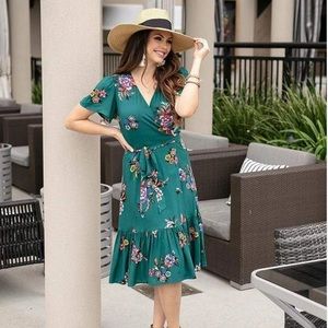 Grace and Lace Green Wrap Dress